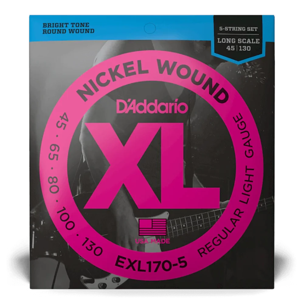 D'Addario EXL170-5 45-130 Regular Light Long Scale 5-String Bass Strings